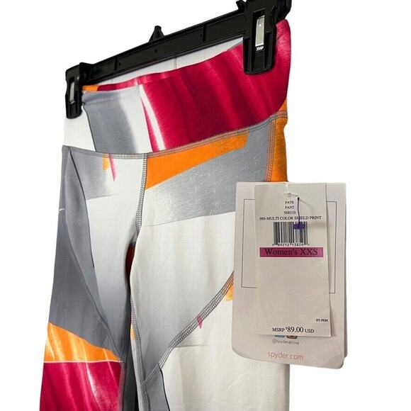 Spyder 989 Multi Color Shield Print Fate Pant NWT Womens Skinny Yoga sz XXS - Picture 8 of 16
